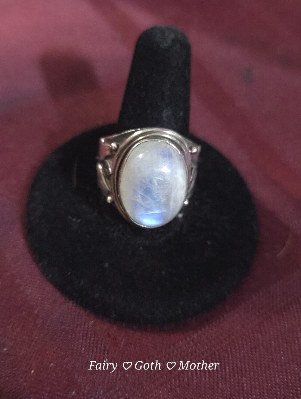 Vintage Sterling Silver 7ct Rainbow Moonstone Leaf Statement Ring Sz 8 - Picture 4 of 9